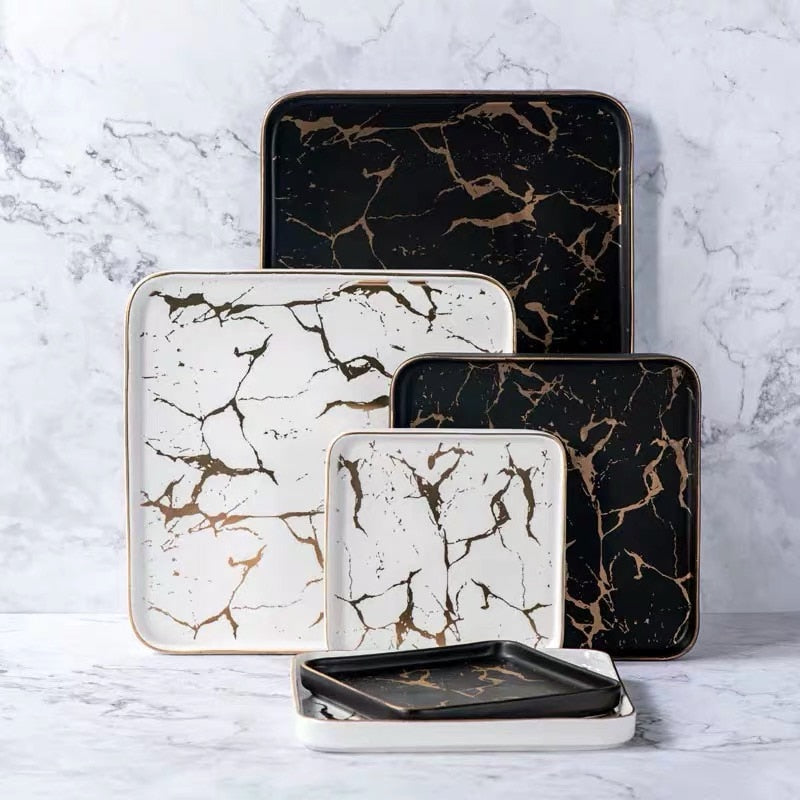 Square Marble Plate Collection