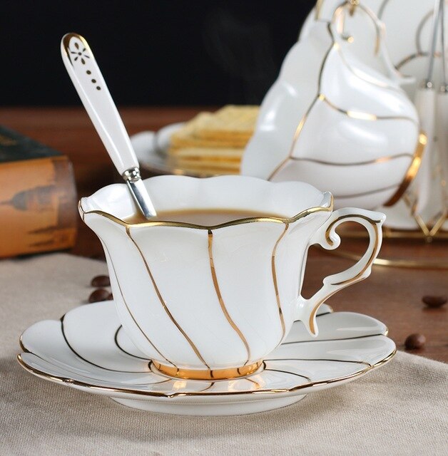 Gold Stripes White Cup