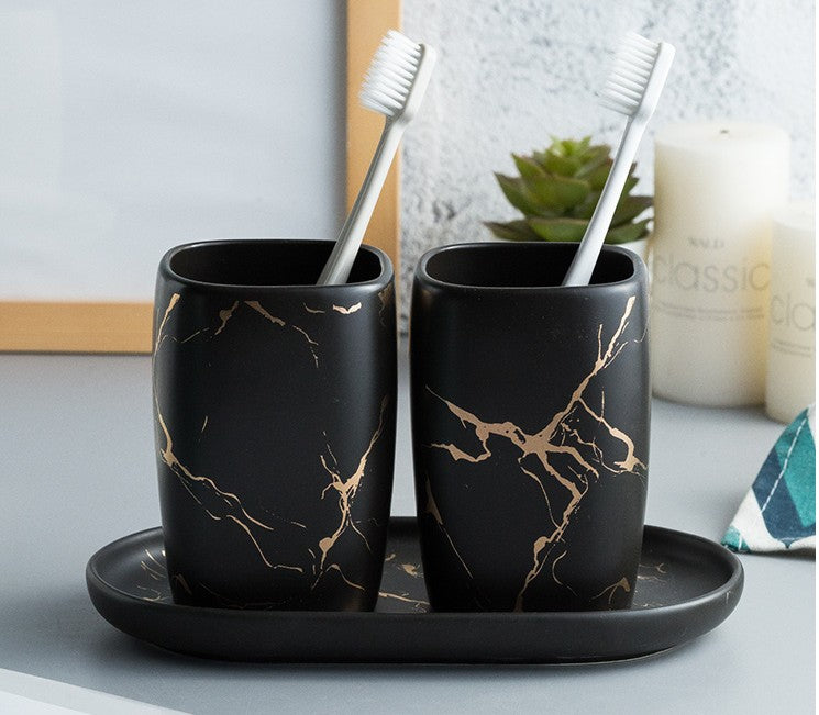 Black Marble Bathroom Set