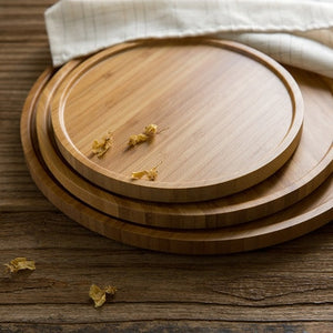 Rounded Bamboo Wooden Tray