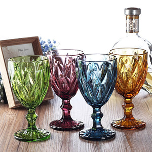 Colored Relief Wine Glass
