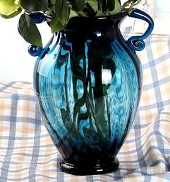 Blue Glass Flower Vase