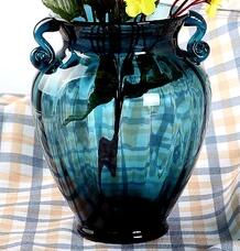 Blue Glass Flower Vase