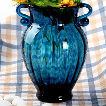 Blue Glass Flower Vase
